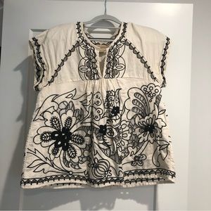 Vanessa Virginia Anthropologie Embroidered Top